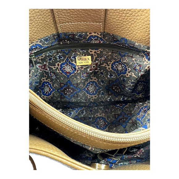 Maxx New York Pebbled Shoulder bag Brown Tan Leather, Pockets & Paisley - Picture 8 of 9